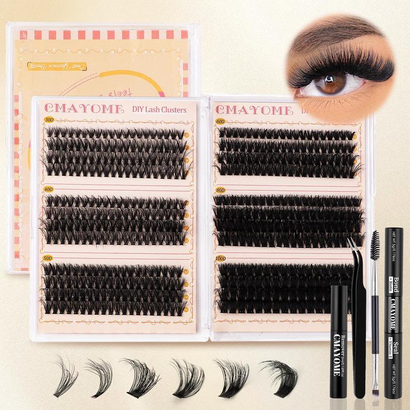 Natural Look Eyelash Extensions Kit, 464 Clusters Mixed Length & Style Individual False Eyelashes with Tools for Eyelashes Extensions, Eye Makeup Accessories for Women & Girls, Christmas, Christmas Gift