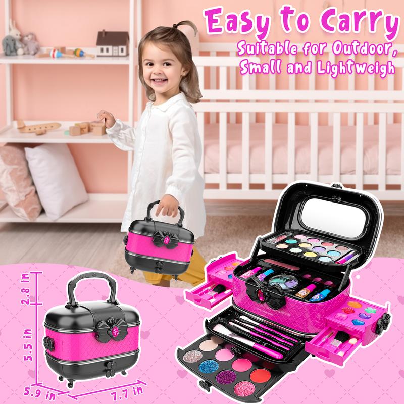 Kids Makeup Kit for Girl, Washable Makeup Girl Toys with Cosmetic Case, Play Real Princess Make Up Beauty Set Toys for 3 4 5 6 7 8 9 10 11 12 Year Old Girls Toddlers Kids Birthday Gifts