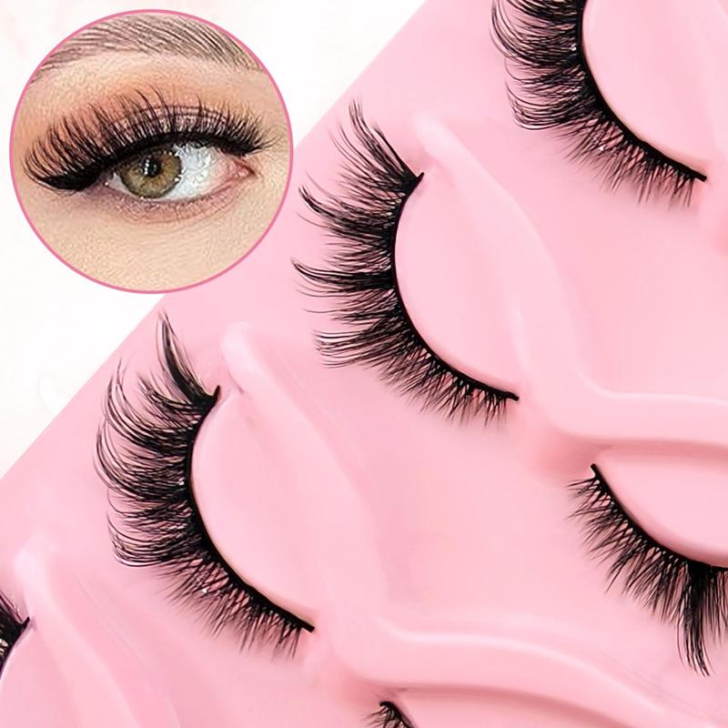 Cat Eye Style False Lash Clusters for 5 Pairs Wispy Cluster Lashes Strip Lashes for Women Girls, Individual Lashes Kits