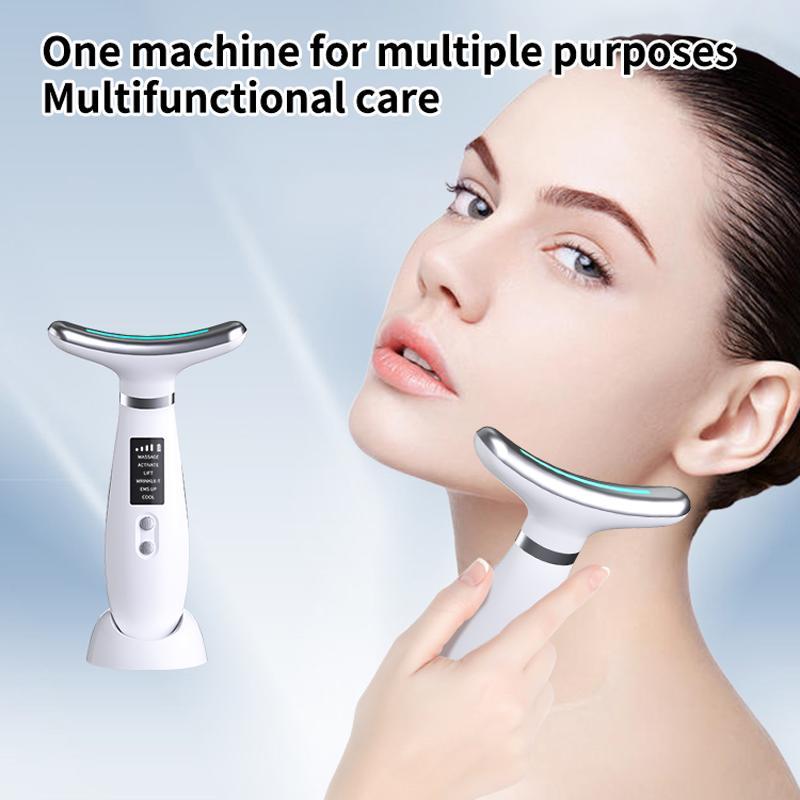 Wireless Facial & Neck Lifting Machine with Base, 4 Gears & 6 Modes Heating & Firming Skin Massager, Professional Facial Beauty Instrument for Women