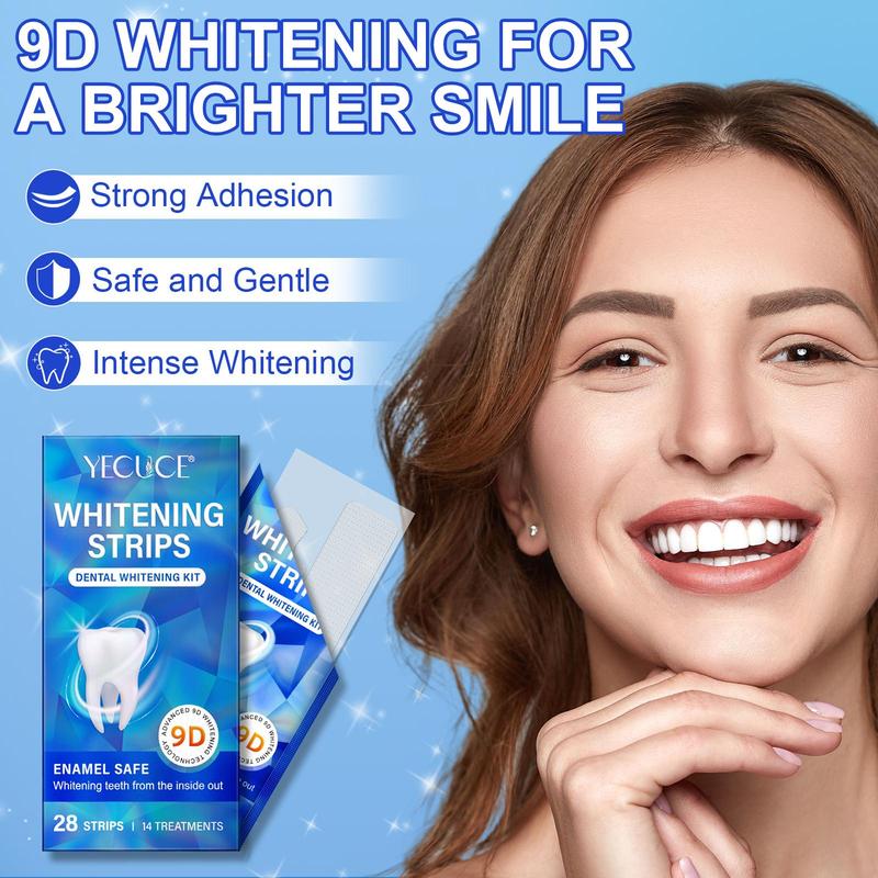 Advanced 9D Teeth Brightening Strips, 14pcs box Comfort Teeth Brightening Strips, Oral Care Strips for Men & Women, Dental Care Products for Home & Travel