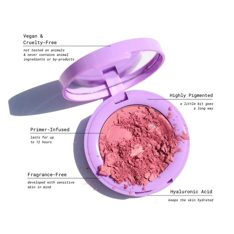 Half Caked Makeup In Bloom Pressed Powder Blush - Primer-Infused, Ultra-Pigmented, Matte - Vegan & Cruelty-Free, 3.8g