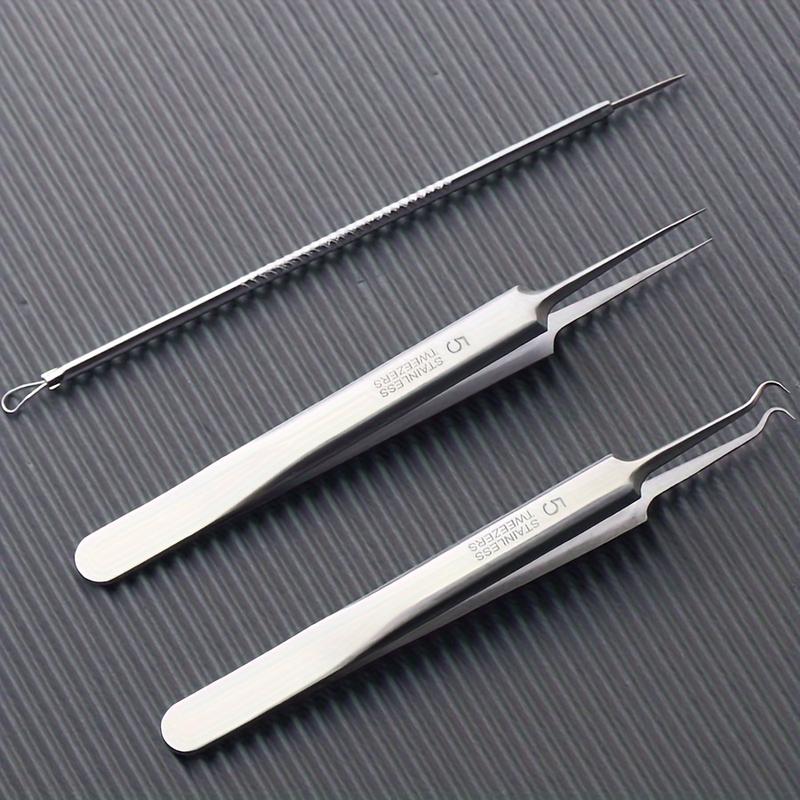 3-Piece Blackhead Remover Suit with Storage Box-Stainless Steel Acne & Acne Extractor, Skin Cleaning, Fragrance Free, Suitable for All Skin Types