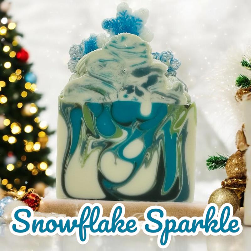 Snowflake Sparkle Novelty Soap perfect for Christmas gift giving and stocking stuffers