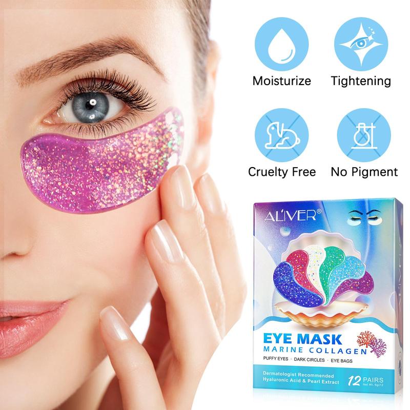 Collagen Eye Mask, 12 Pairs box Moisturizing Eye Care Mask, Eye Care Product for Women & Men, Daily Skincare Product for Eye