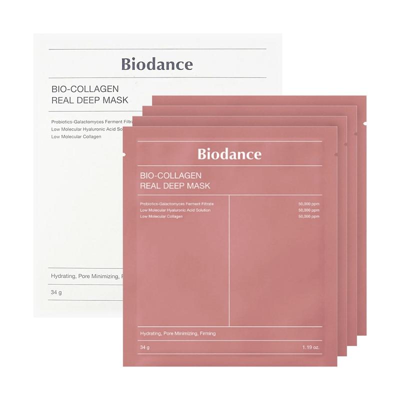 Biodance Bio-Collagen Real Deep Mask, Hydrating, Pore Minimizing, Firming, 1.19 oz.*4pcs Overnight Mask