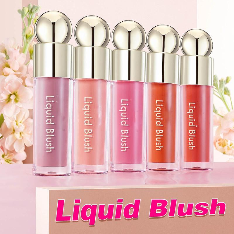 Liquid Blush Makeup, 5 Counts Long Lasting Blush, Multi-use Lipstick Shadow Cheek Eyes Makeup Tint Rouge, Mini Matte Makeup Blusher Stick, Christmas Gift