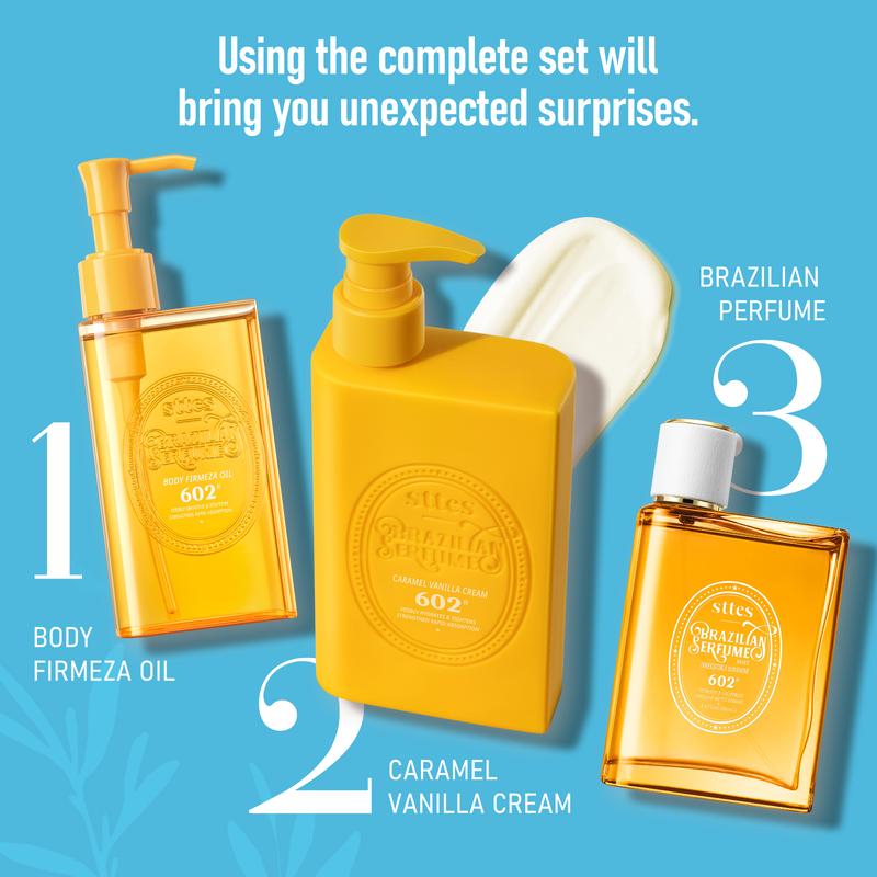 Sttes Brazilian Caramel Vanilla Cream, 602 perfume fragrance，Dry Skin Body Moisturizing Lotion with Jojoba Seed Oil and Coconut Oil, 8.45 fl oz pump bottle.