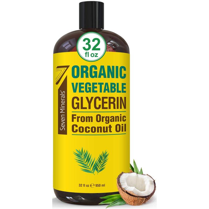 Seven Minerals, Organic Vegetable Glycerin - 32 fl oz Bottle - No Palm Oil, Made Organic Coconut Oil - Haircare, Nails & Skin Comfort Moisturizer