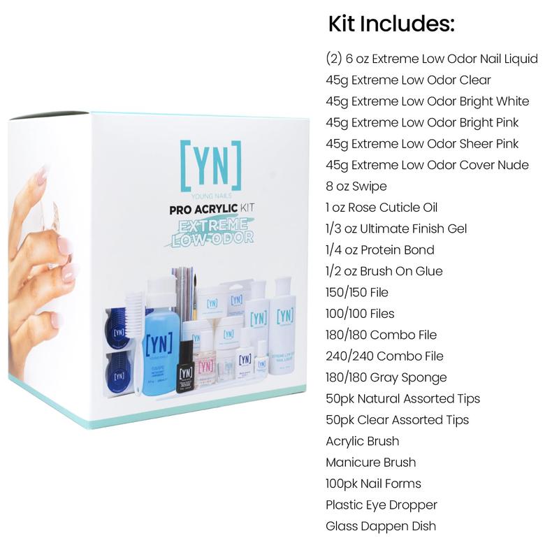 Extreme Low Odor Pro Kit Acrylic Nail - For Beginners and Pro Nail Techs Nail Art Nail Care