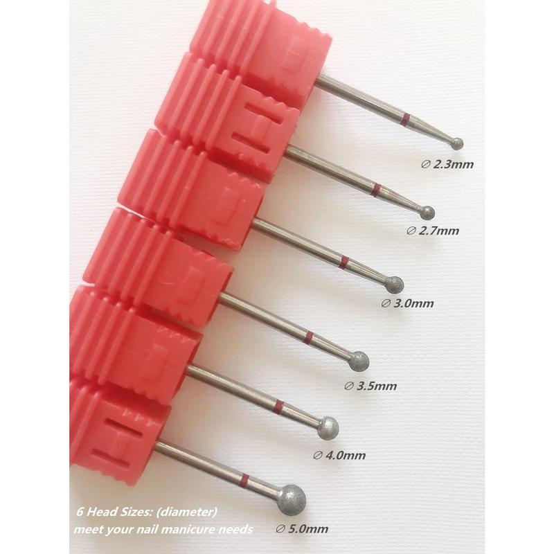 6Pcs Nail Drill Bits, Ball Head 3 32'' Cuticle Clean Nail Bit for Electric Nail File Machine, Suitable for Acrylic Manicure Pedicure Cuticle Gel Polishing, Nail Salon Supply Nail Care Set