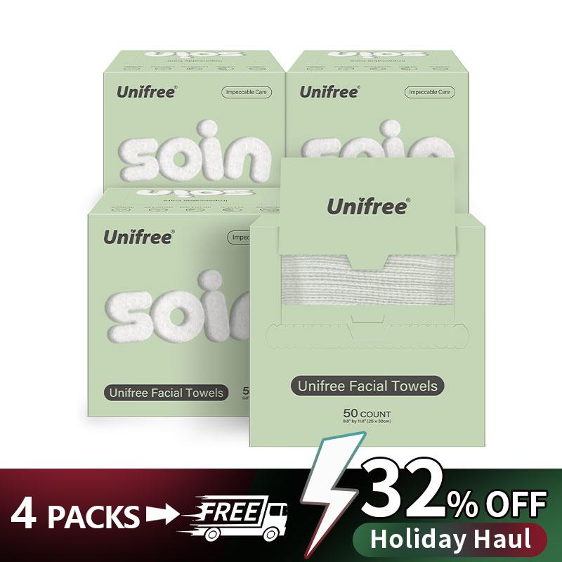 Unifree Pro Max Facial Towels  Disposable, Ultra-Soft, Thick Wipes Made From 100% Biodegradable Plant Fiber, Large Size 11.8