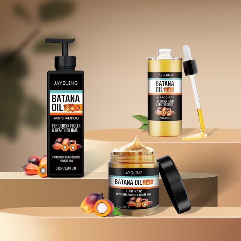 Batana Oil Hair Care Set, 3 Counts set Hair Shampoo & Hair Mask & Hair Oil for Christmas Gift, Nourishing & Hydrating Haircare & Styling Product for Men & Women