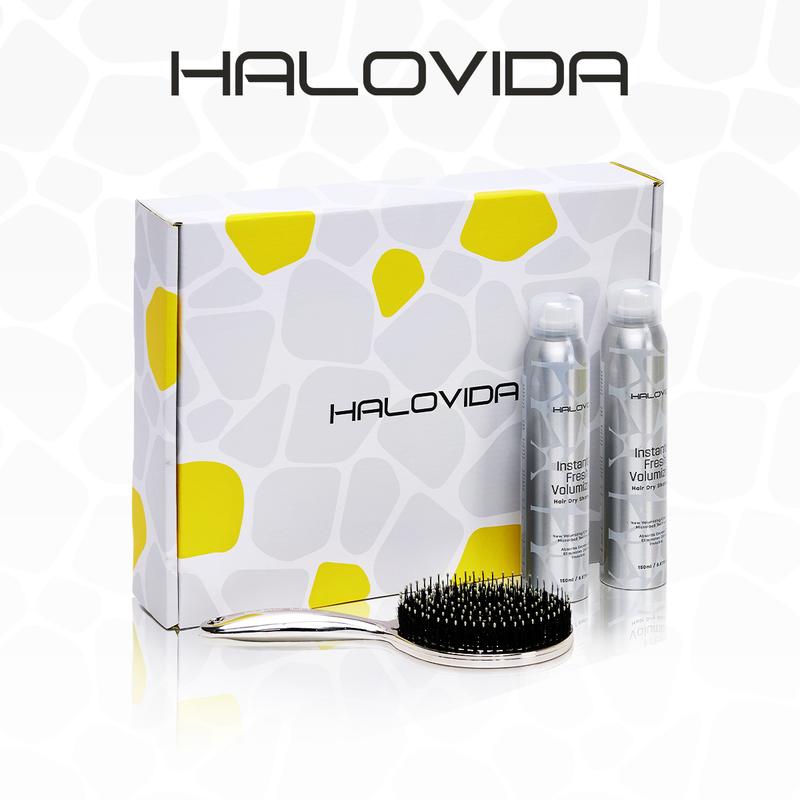 HALOVIDA Instant Fresh Volumizing Dry Shampoo Gift Set with Anti-Static Hollow Brush - Christmas Gift Perfect Hair Refresh Kit for Volume, Oil Absorption, and Quick Styling