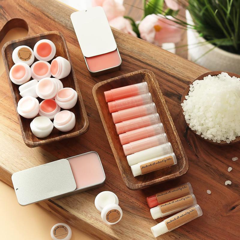 DIY Lip Balm Making Kit with Natural Beeswax, Shea Butter, Sweet Almond Oil, Essential Oils, Tubes, Jars, Instruction Manual & More Skincare Nourishing