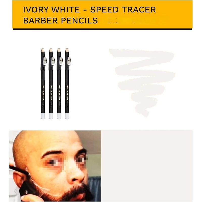 White Speed Tracer Barber Pencil 4 Pack | Outline Beard Before Trimming | Beard Pencil | For Shaping Tools, Guides, Hair Trimmer, Shaver