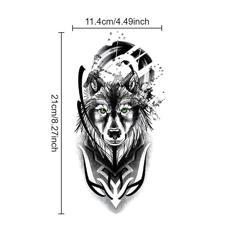 Wolf Pattern Temporary Tattoo Sticker, 6 Counts set Body Art Decal, Temporary Body Art Sticker for Women & Men