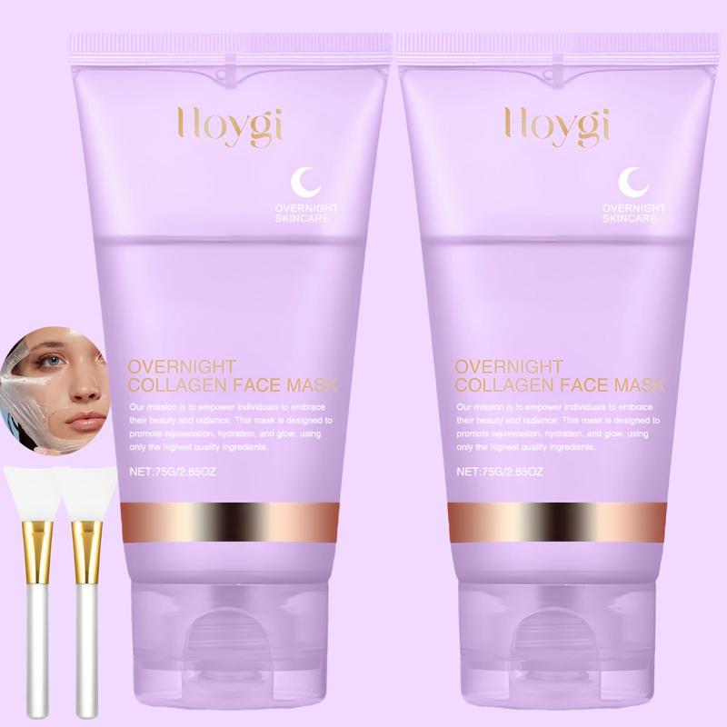 Collagen Overnight Wrapping Peel Off Facial Mask, 2 Counts set Deep Cleansing Facial Mask, Moisturizing Skin Care Mask for Women & Men