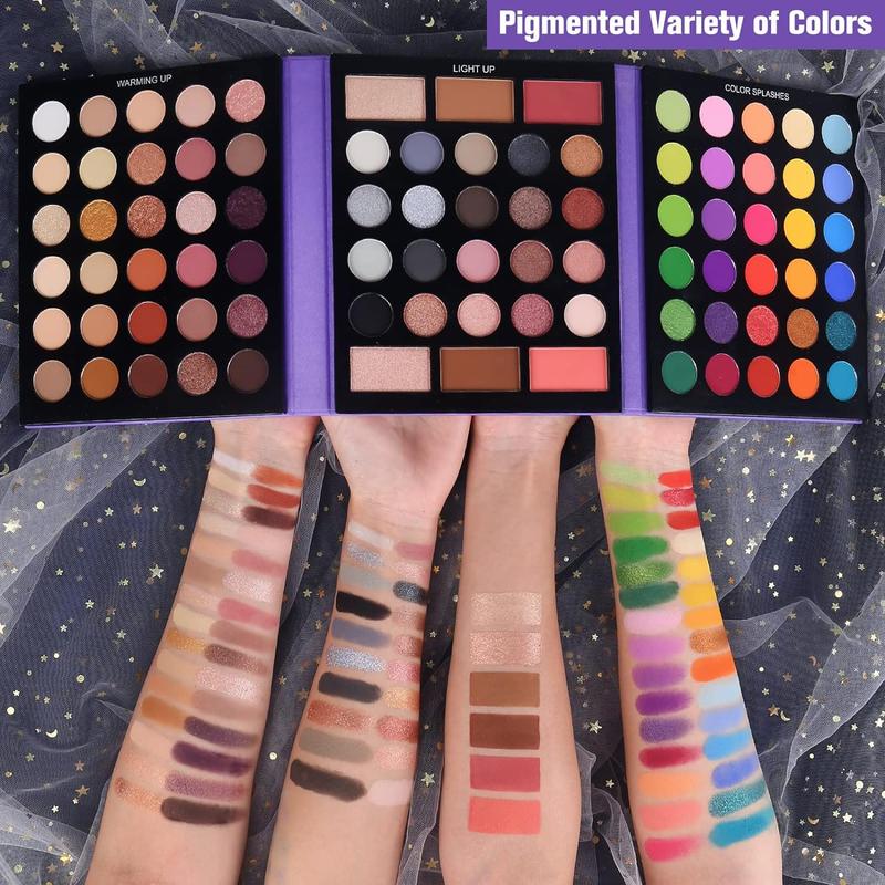 Eyeshadow Palette with 15Pcs Brushes Makeup Set, Pigmented 86 Colors Make Up Sets Valentine's Day Gift,  Shimmer Glitter Eye Shadow Pallet Highlighter Contour Blush Powder Brush Beauty Kit