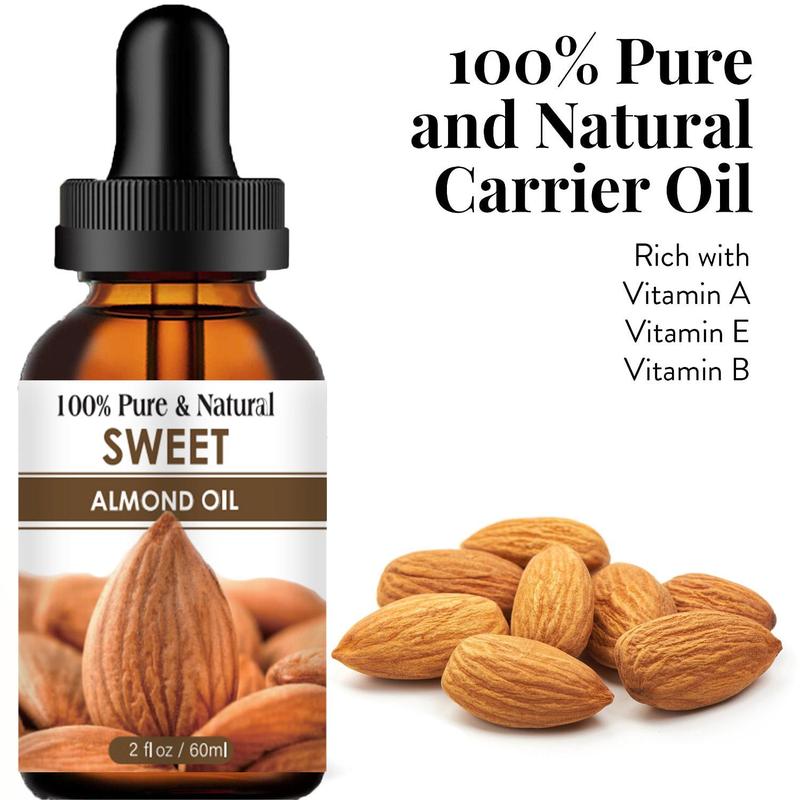 60ml Almond Oil, 1 Count Multifunctional Natural Oil for Face, Body, Hair, Skincare Essence for Women & Men