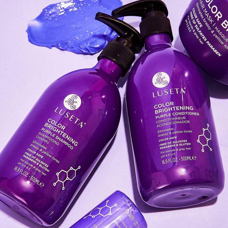 Luseta Purple Shampoo and Conditioner Set for Blonde Gray Color Treated Hair - Sulfate Free Paraben Free Infused with Cocos Nucifera Oil for Curly and Damaged Hair