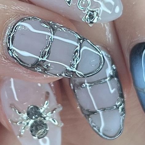 3D Chrome Effect Gel in Black⊹₊⟡⋆ Nail Nail Art