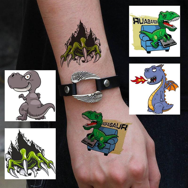 50pcs set Cartoon Dinosaur Pattern Temporary Tattoo Sticker, Animal Pattern Tattoo Stickers for Women & Men