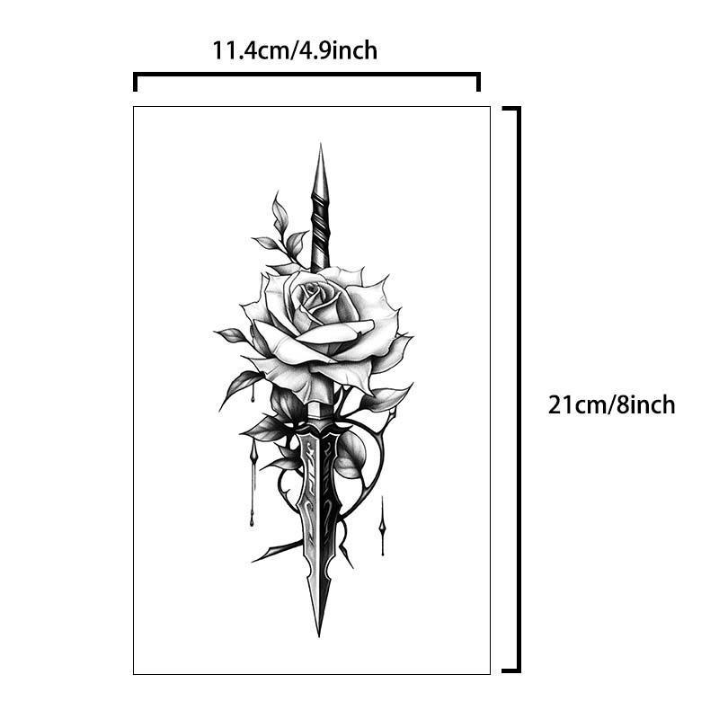 Rose Pattern Fake Tattoo Sticker, 2pcs set Temporary Tattoo For Women & Men, Waterproof Fake Tattoo Sticker, Body Art Sticker