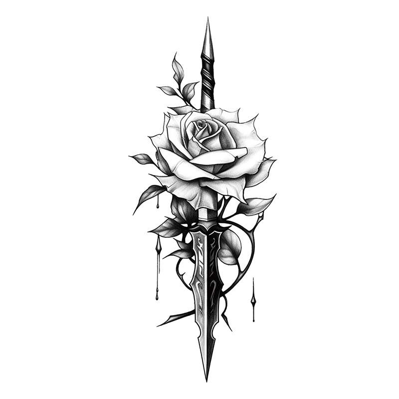 Rose Pattern Fake Tattoo Sticker, 2pcs set Temporary Tattoo For Women & Men, Waterproof Fake Tattoo Sticker, Body Art Sticker