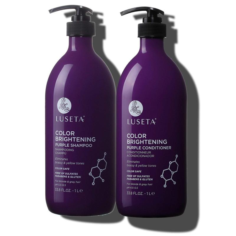 Luseta Purple Shampoo and Conditioner Set for Blonde Gray Color Treated Hair - Sulfate Free Paraben Free Infused with Cocos Nucifera Oil for Curly and Damaged Hair