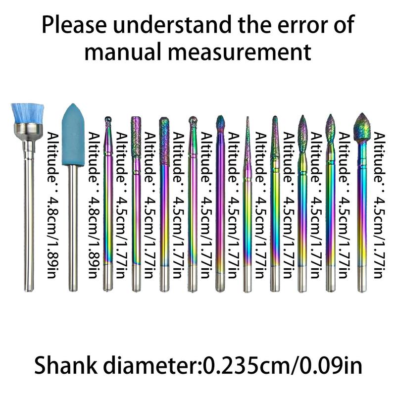 Nail Drill Bits Set, 12pcs set Nail Polishing Head Set, Professional Nail Art Polishing Tool for Nail Salon, Manicure & Pedicure Tools