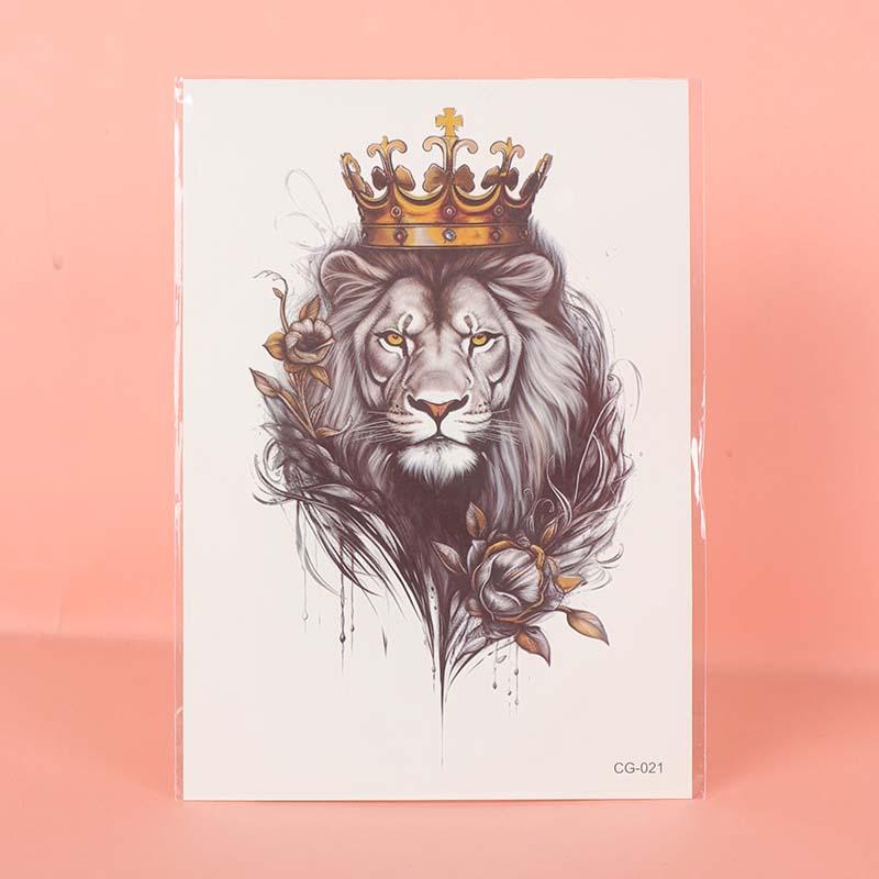 Lion Pattern Temporary Tattoo Sticker, 3pcs Waterproof Animal Pattern Tattoo Sticker for Women & Men, Fake Tattoo for Adults