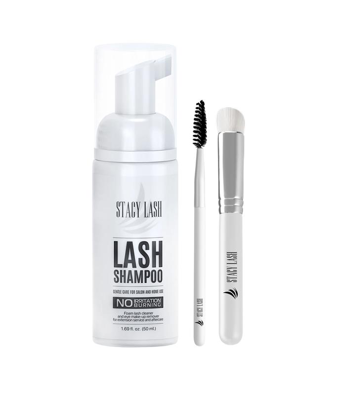 STACY LASH Handy Cosmetic Eyelash Shampoo 50ml Foaming Gentle Wash + Cleansing Brush | Waterproof Makeup Remover for Extensions & Natural Lashes