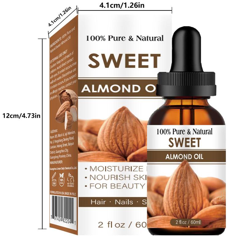 60ml Almond Oil, 1 Count Multifunctional Natural Oil for Face, Body, Hair, Skincare Essence for Women & Men