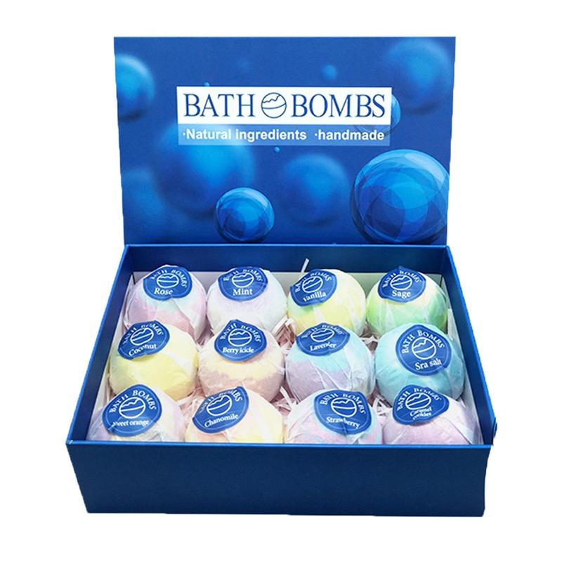 Bath Bombs Gift Set, 12pcs box Moisturizing & Exfoliating Essential Oil Soaking Bath Salt Ball, Handmade Fizzy Balls for Bubble & Spa Bath