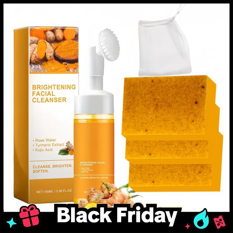 Turmeric Wash and Care two PieceSetTurmericCleansing Mousse, Turmeric SoapFacialCleansing Skincare FacialCleansing CleanserFacial Wash