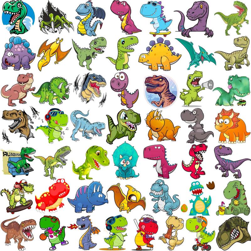 50pcs set Cartoon Dinosaur Pattern Temporary Tattoo Sticker, Animal Pattern Tattoo Stickers for Women & Men