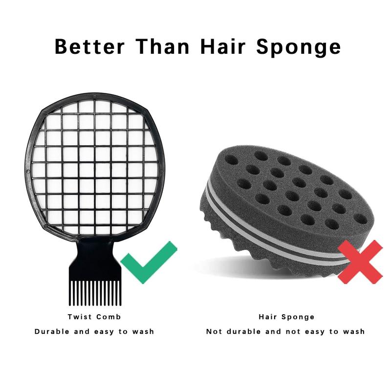 2pcs upgraded twist comb sponge hair brush, better than men's and women's curling sponge, double-sided design, ABS material, ergonomic, service life of more than one year, comes with 2 combs