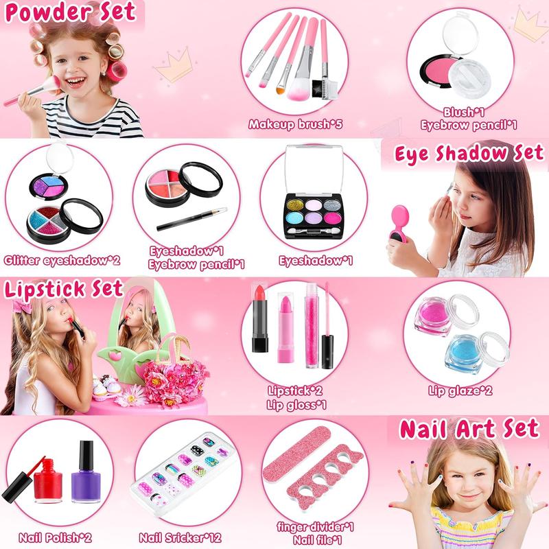 25 PCS Real Makeup Set  For Little Girls Makeup Kit Cosmetic Gift