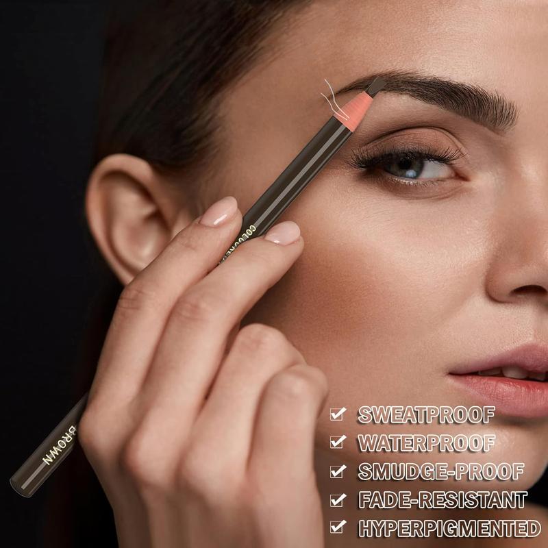 6 count Dark Brown Waterproof Eyebrows Pencil Tattoo Makeup And Microblading Supplies Kit-Permanent Eye Brow Liners In 5 Colors Waterproof Eyebrow Pencils Peel - Brow Pencil Set For Marking