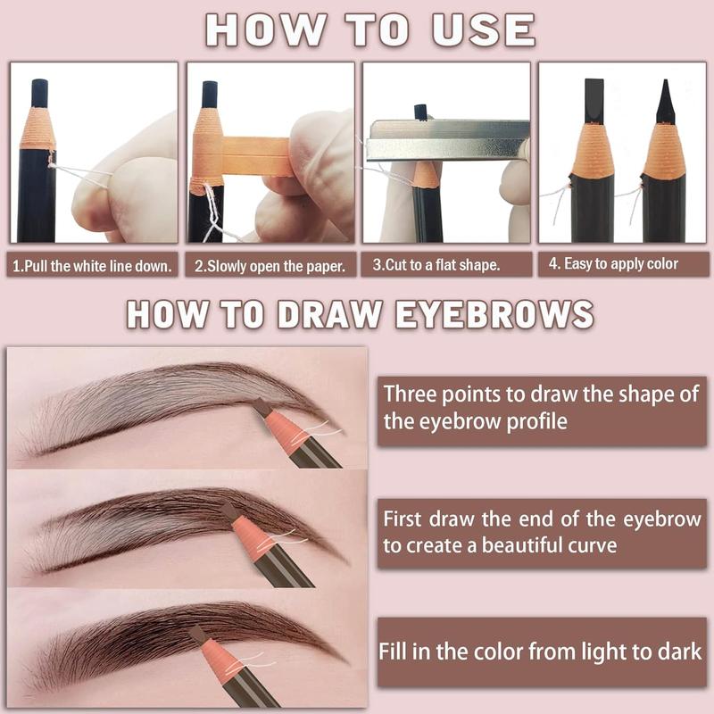 6 count Dark Brown Waterproof Eyebrows Pencil Tattoo Makeup And Microblading Supplies Kit-Permanent Eye Brow Liners In 5 Colors Waterproof Eyebrow Pencils Peel - Brow Pencil Set For Marking