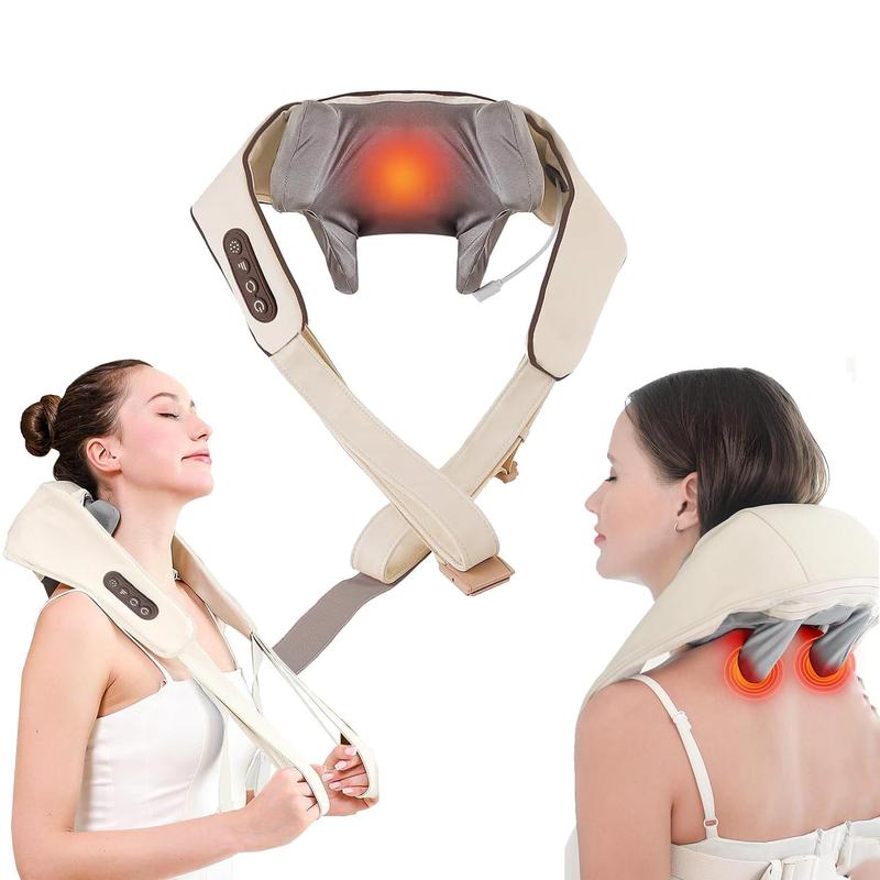 Neck & Shoulder Massager, Back Massager with Heat, Deep Kneading Electric Massage Pillow for Neck, Back, Shoulder, Foot, Body