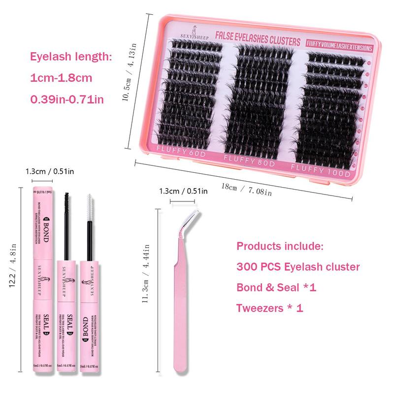 Fluffy False Eyelashes with Eyelash Tweezers & Glue, 1 Set Natural Look Eyelash Extensions, Self Grafting Curl Eyelashes, Eye Makeup Supplies for Women & Girls, Christmas Gift