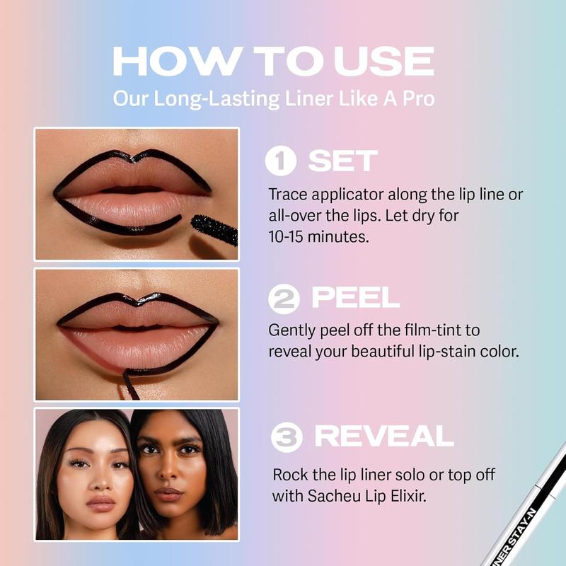 Lip Liner Stay-N - Peel Off Lip Liner Tattoo, Long Lasting Lip Stain Peel Off, Infused with Hyaluronic Acid & Vitamin E