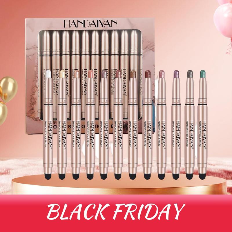 Long Lasting Eyeshadow Pen, 12pcs set Shimmering & Matte Double-ended  Eyeshadow Pen for Women & Girls, Easy to Apply for Eye Makeup, Christmas Gift