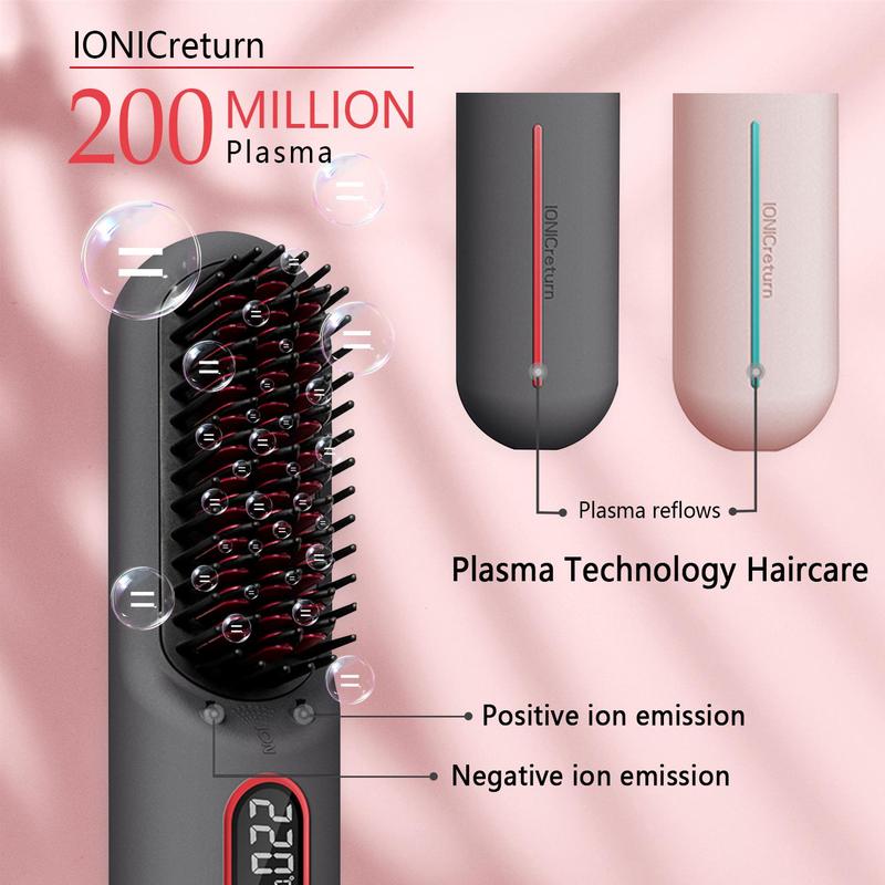 Cordless Straightener Comb with Negative Ions Technology, 9600mah Protable Electric Straightering Brush, Anti-scald,comfort Hair Styling Tool for Home & Travel, Christmas Gifts, Comb Straightener, Portable Straightener