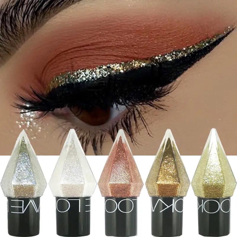 Shiny Eye Liners Pigment Silver Rose Gold Color Liquid Glitter eyeshadow Professional Eyeliner Beauty Cosmetics Makeup for Women Lipliner