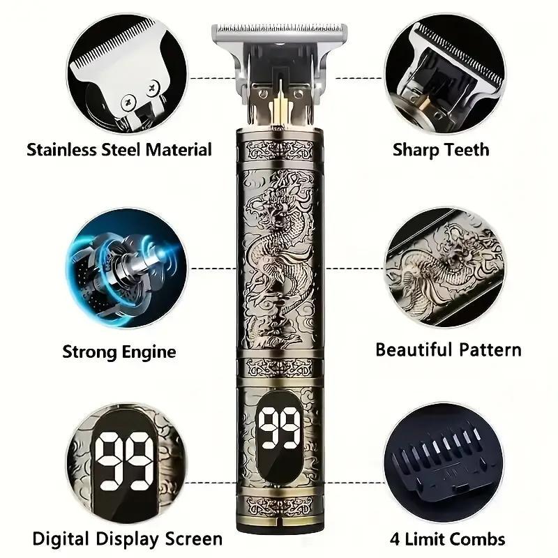 Professional Hair Trimmer Kit, Christmas Gifts Fall Gifts, 1 Set Rechargeable Hair Clipper with LCD Display, Electric Beard Trimmer, Hair Cutting Kit for Men, Winter Gift, Christmas Gift