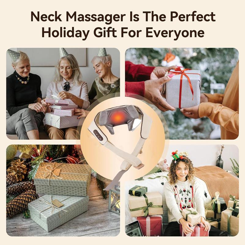 Neck & Shoulder Massager, Back Massager with Heat, Deep Kneading Electric Massage Pillow for Neck, Back, Shoulder, Foot, Body