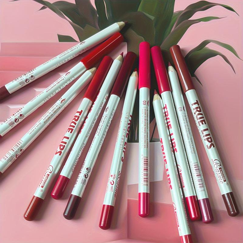 12pcs Matte Lip Liner Set - Easy Glide, Long-Lasting Red Shades for All Skin Types